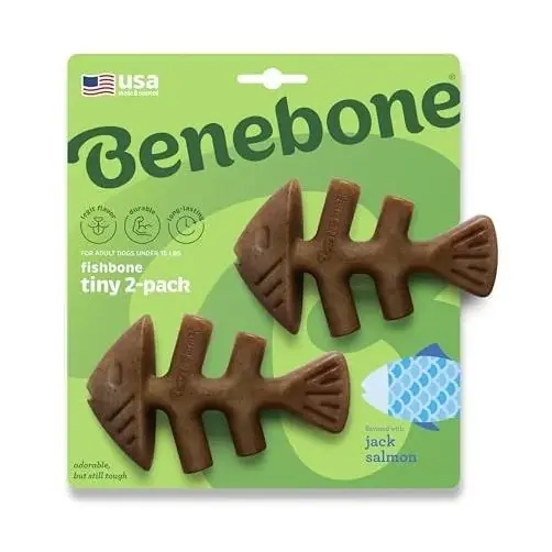 Fishbone Tiny Dog Chew Toy - Salmon Flavor - 2 Pack