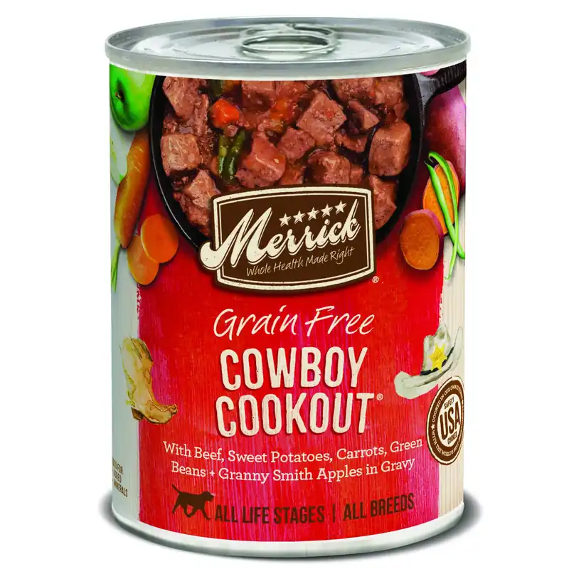 Merrick Cowboy Cookout Beef Sliced Dog Food Grain Free 12.7 Oz.