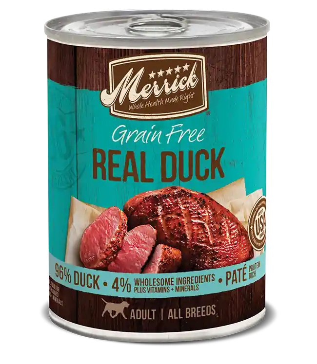 Merrick Dog Food Grain Free 96% Real Duck Recipe, 12.7oz Can