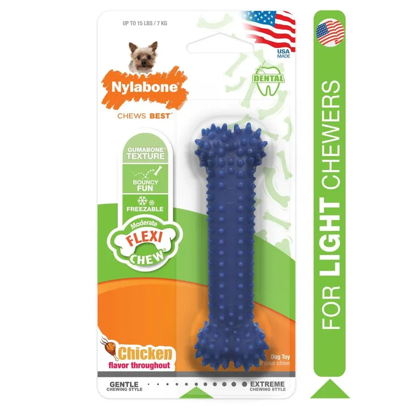 Moderate Chew Textured Dog Dental Chew Toy, Chicken Flavor, Petite Size