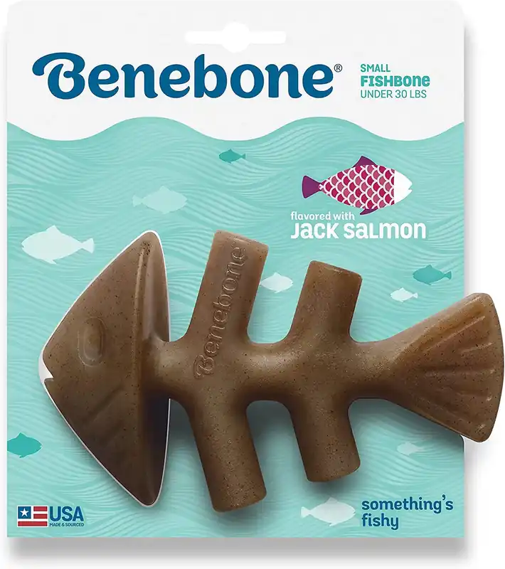 Salmon Flavored Fishbone Dog Chew Toy For Small Dogs - Durable And Usa Made