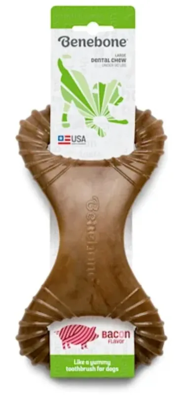 Large Bacon Flavored Dental Dog Chew Toy - Durable And Usa Made