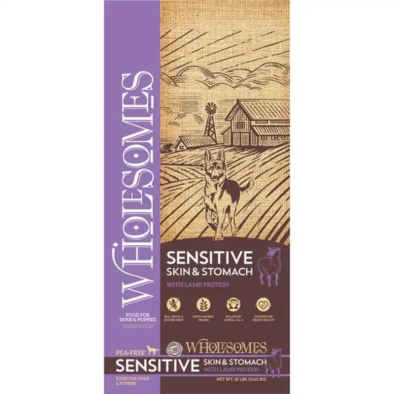 Wholesome Dog Food For Sensitive Skin & Stomach With Lamb Protein, 30 Lb