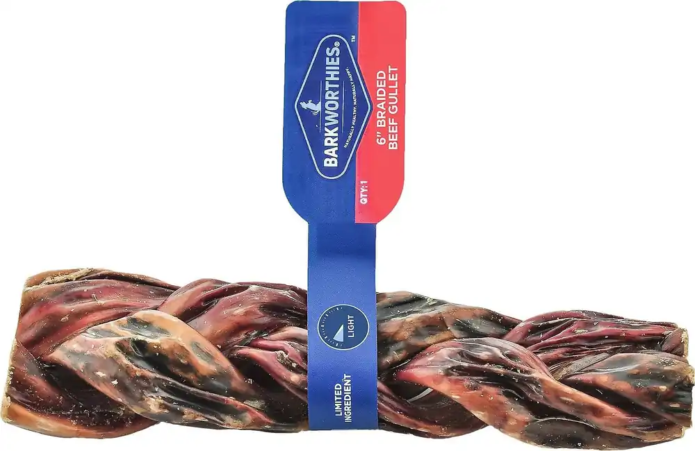 6-inch Braided Beef Gullet Dog Chew - All-natural Treat For Aggressive Chewers