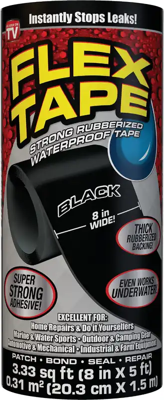 Flex Tape Waterproof Tape, Black, 8-in. X 5-ft.
