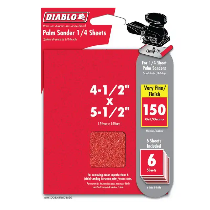 5-1/2 In. L X 4-1/2 In. W 150 Grit Aluminum Oxide Sanding Sheet 6 Pk