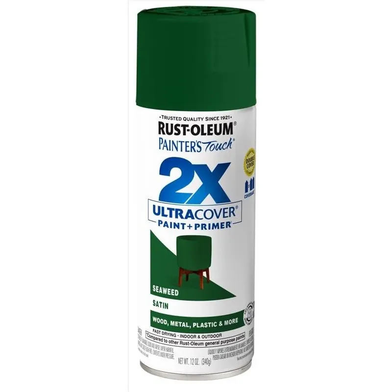 Painter‘s Touch 2x Ultra Cover Satin Seaweed Paint & Primer Spray – 12 oz
