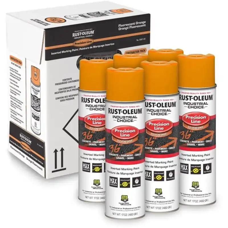 Industrial Choice Inverted Fluorescent Orange Marking Paint – 6‑pack (17 oz Each)