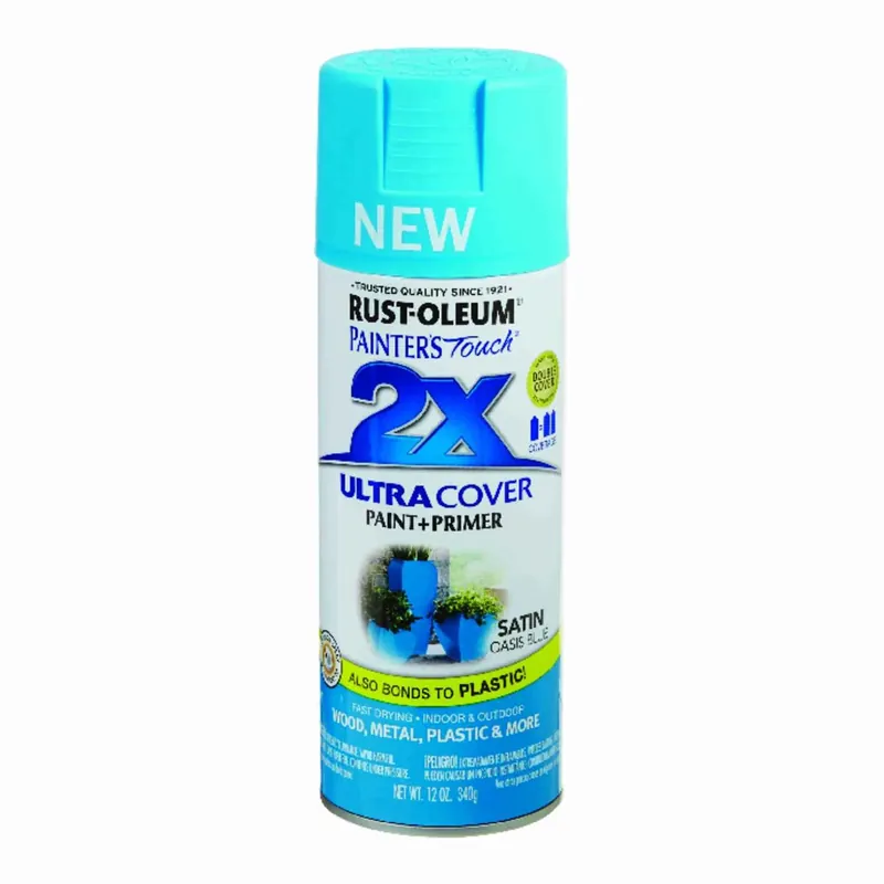 Painter‘s Touch 2x Ultra Cover Satin Oasis Blue Spray Paint 12 Oz