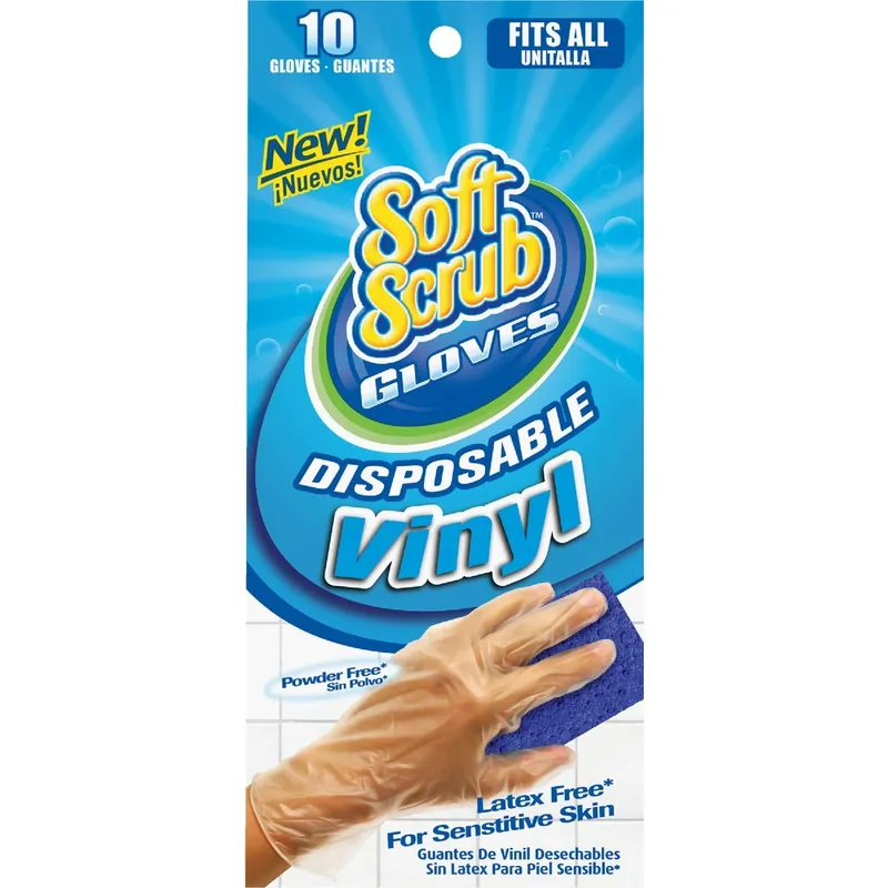 Vinyl Disposable Gloves One Size Fits Most Clear Powder Free 10 Pk