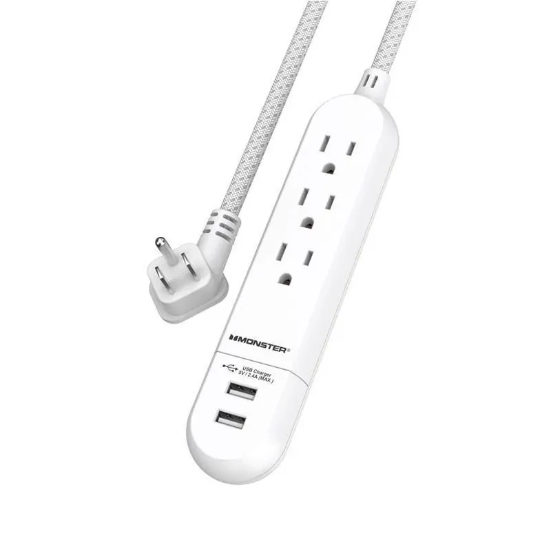 Monster Just Power It Up 4 Ft. L 3 Outlets Power Strip White