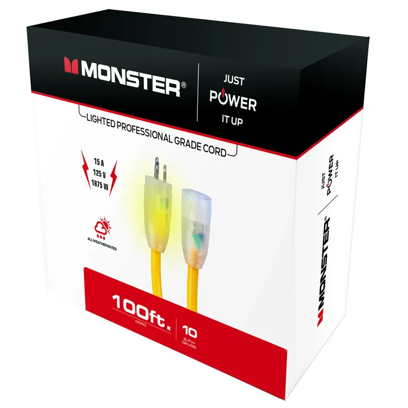 Just Power It Up Outdoor 100 Ft. L Yellow Extension Cord 10/3 Sjtw