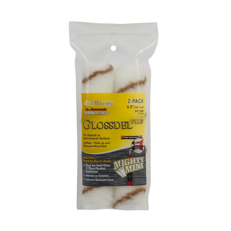 Glossdel Plus Woven 6.5 In. W X 3/8 In. Jumbo Paint Roller Cover 2 Pk