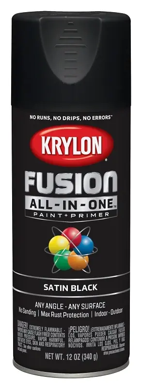 Fusion All-in-one Spray Paint + Primer, Satin Black, 12-oz.