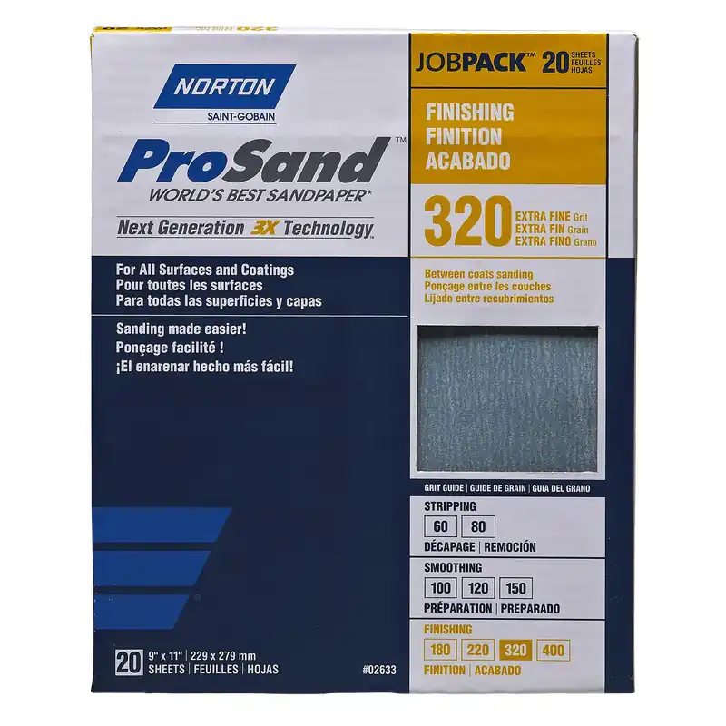 Prosand 11 In. L X 9 In. W 320 Grit Aluminum Oxide Sandpaper 20 Pk