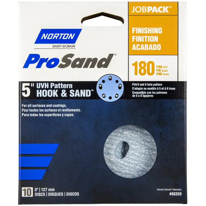 Prosand 5 In. Ceramic Alumina Hook And Loop A975 Sanding Disc 180 Grit Fine 10 Pk