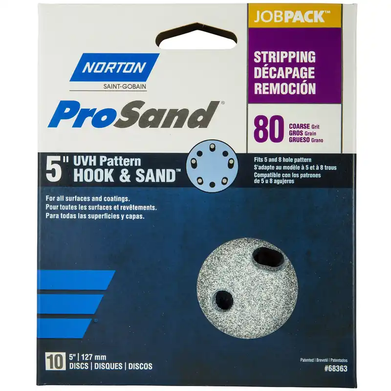 Prosand 5 In. Ceramic Alumina Hook And Loop A975 Sanding Disc 80 Grit Coarse 10 Pk