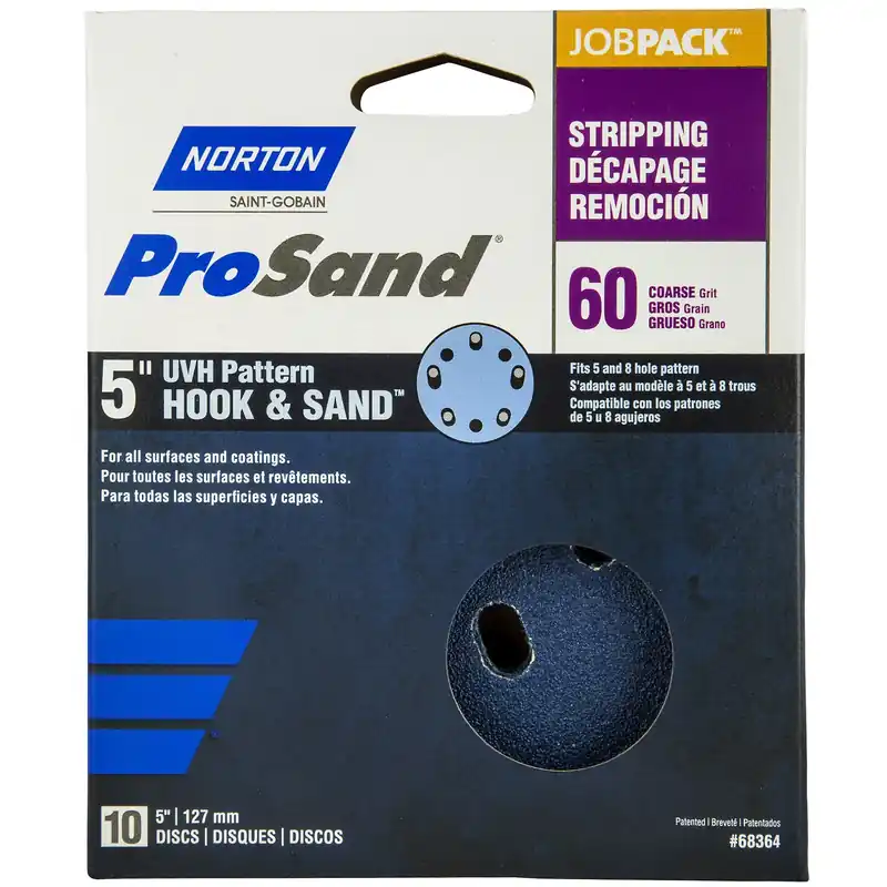 Prosand 5 In. Zirconia Alumina Hook And Loop H831 Sanding Disc 60 Grit Coarse 10 Pk