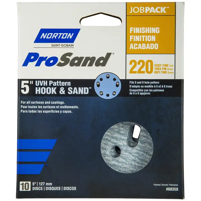 Prosand 5 In. Ceramic Alumina Hook And Loop A975 Sanding Disc 220 Grit Very Fine 10 Pk