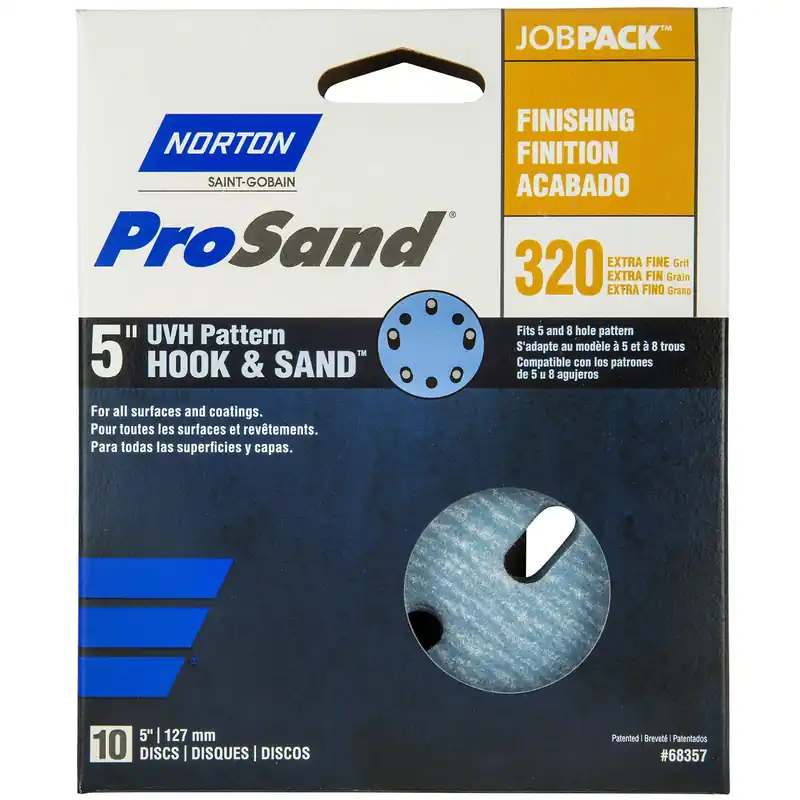 Prosand 5 In. Ceramic Alumina Hook And Loop Sanding Disc 320 Grit Extra Fine 10 Pk