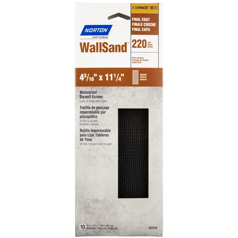 Wallsand 11-1/4 In. L X 4-3/16 In. W 220 Grit Silicon Carbide Drywall Sanding Screen 10 Pk