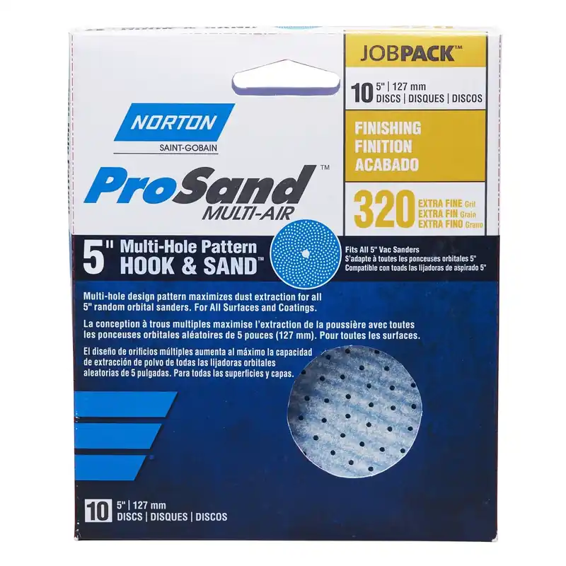 Prosand 5 In. Ceramic Alumina Hook And Loop Sanding Disc 320 Grit Extra Fine 10 Pk