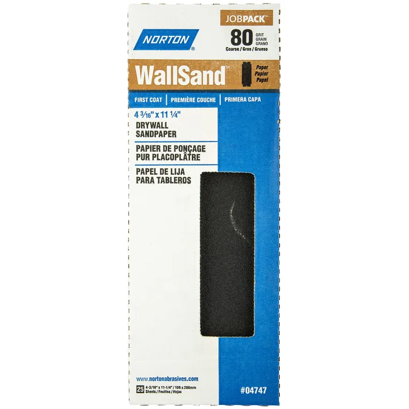 Wallsand 11-1/4 In. L X 4-3/16 In. W 80 Grit Silicon Carbide Drywall Sandpaper 25 Pk