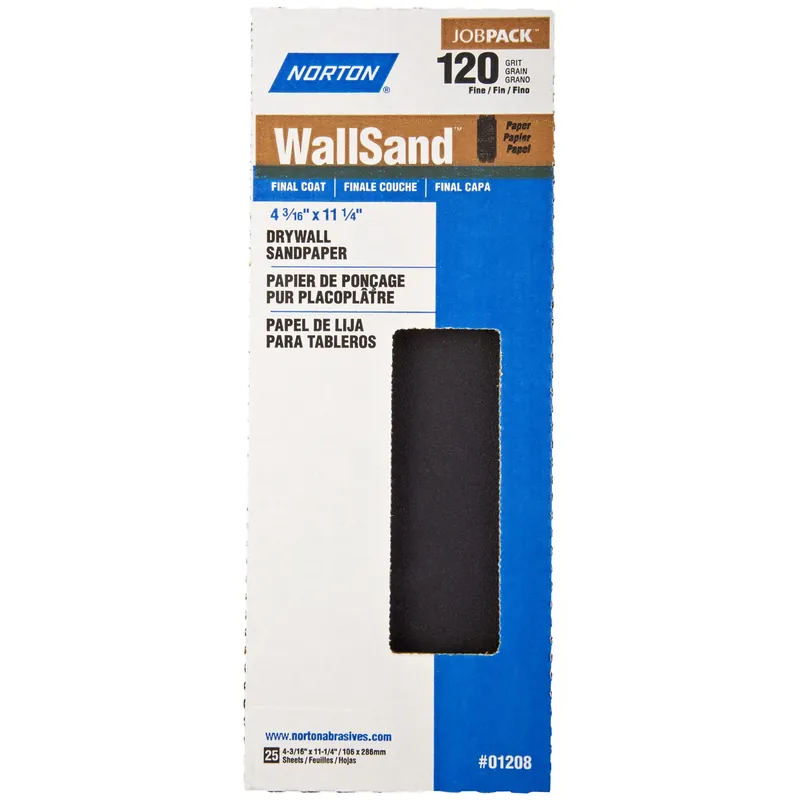 Wallsand 11-1/4 In. L X 4-3/16 In. W 120 Grit Silicon Carbide Drywall Sanding Sheet 25 Pk