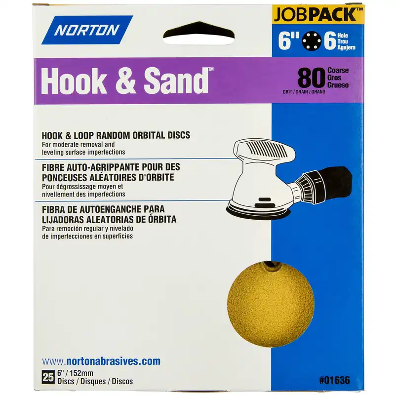 Hook & Sand 6 In. Aluminum Oxide Hook And Loop A250/a290 Sanding Disc 80 Grit Coarse 25 Pk