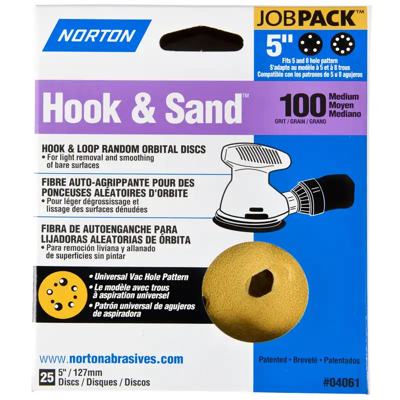 Hook & Sand 5 In. Aluminum Oxide Hook And Loop A290 Sanding Disc 100 Grit Medium 25 Pk