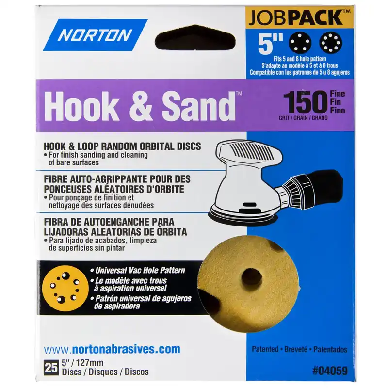 Hook & Sand 5 In. Aluminum Oxide Hook And Loop A290 Sanding Disc 150 Grit Fine 25 Pk