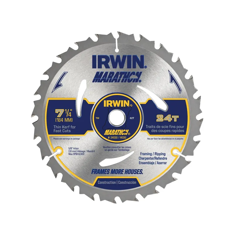 Marathon 7-1/4 In. D X 5/8 In. Carbide Circular Saw Blade 24 Teeth 1 Pk