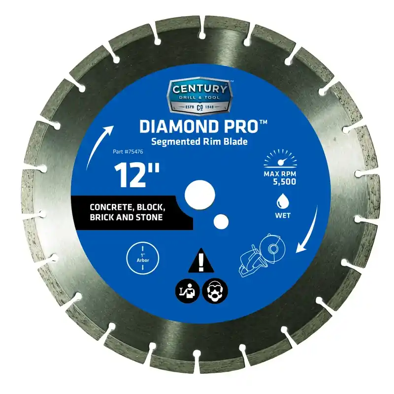 12 In. D X 1 In. Diamond Segmented Rim Diamond Saw Blade 1 Pk