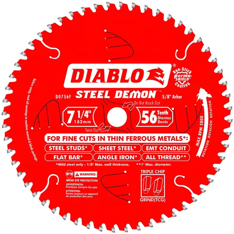 Steel Demon 7-1/4 In. D X 5/8 In. Tico Hi-density Carbide Metal Saw Blade 56 Teeth 1 Pk