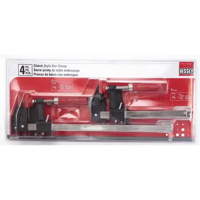 Clutch Style Bar Clamp Set 600 Lb, 4 Piece