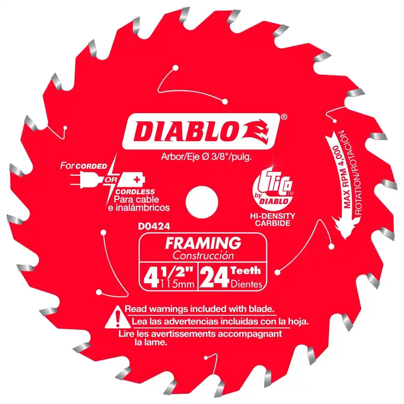 4-1/2 In. D X 3/8 In. Tico Hi-density Carbide Framing Saw Blade 24 Teeth 1 Pk