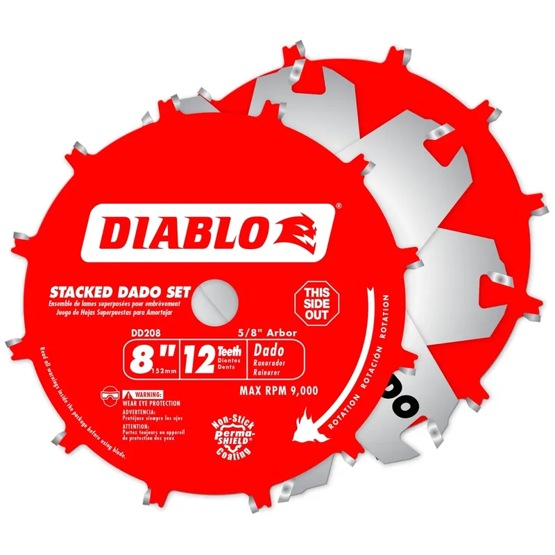 8 In. D X 5/8 In. Tico Hi-density Carbide Stacked Dado Saw Blade Set 12 Teeth 1 Pk