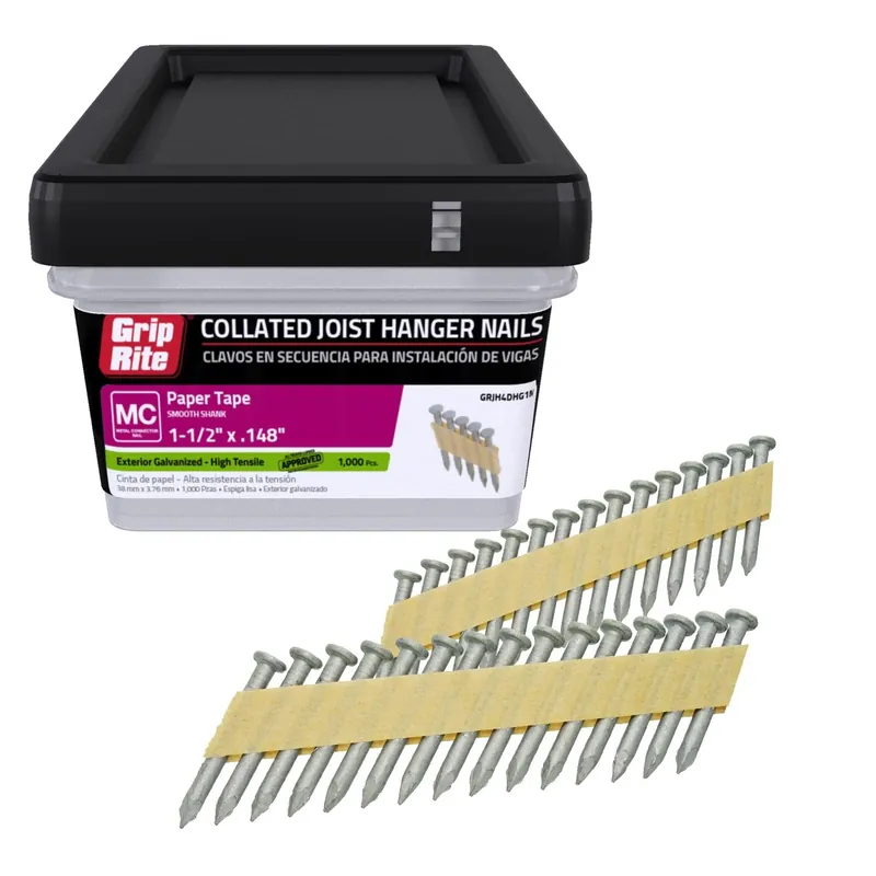 Grip-rite 1-1/2 In. L X 9 Ga. Angled Strip Hot-dip Galvanized Joist Hanger Nails 33 Deg 1000 Pk
