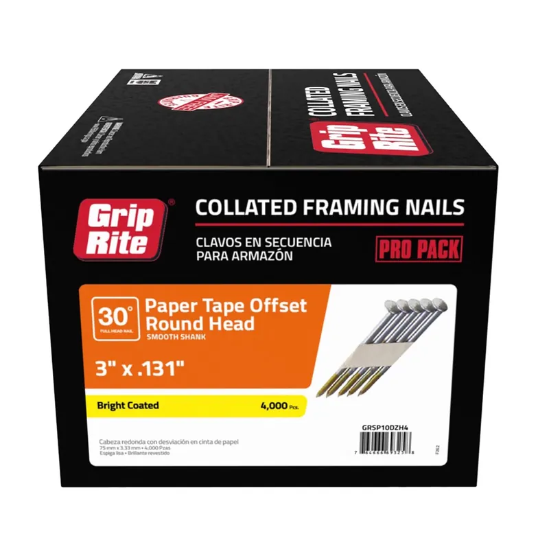 Grip-rite 3 In. L Angled Strip Bright Framing Nails 30 Deg 4000 Pk