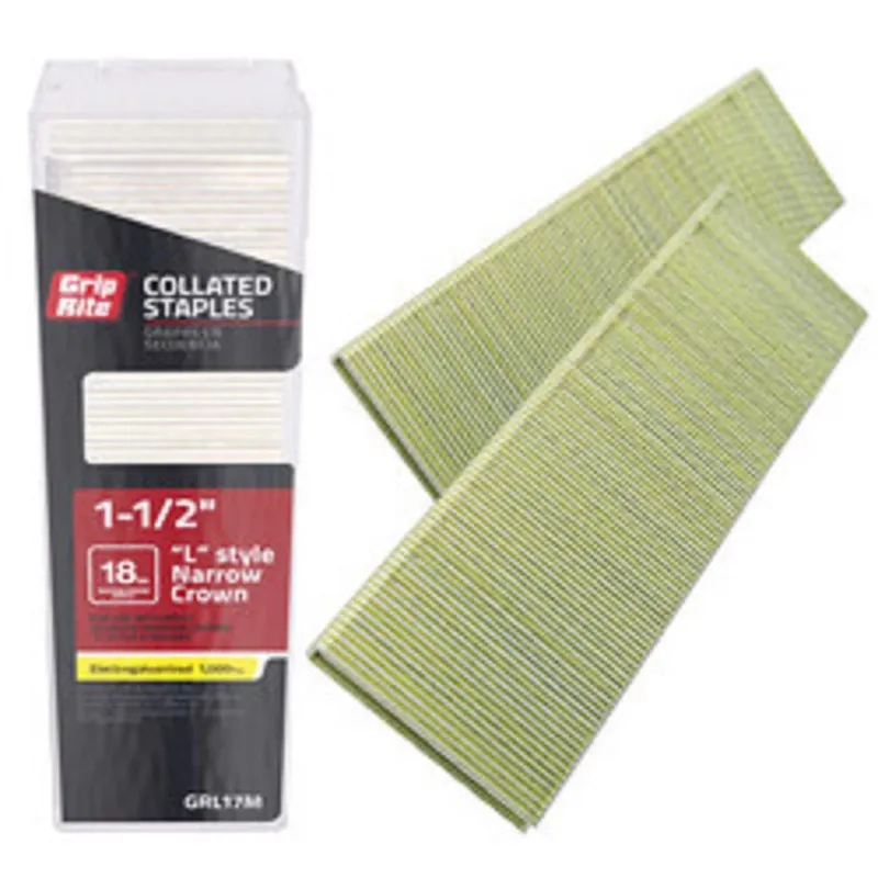 Grip-rite L-style 1/4 In. W X 1-1/2 In. L 18 Ga. Narrow Crown Staples 1000 Pk
