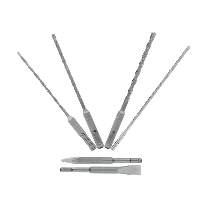 6-pc. Rebar Demon Sds Plus 4-cutter Hammer Drill Bit & Chisel Set, Full Carbide Heads