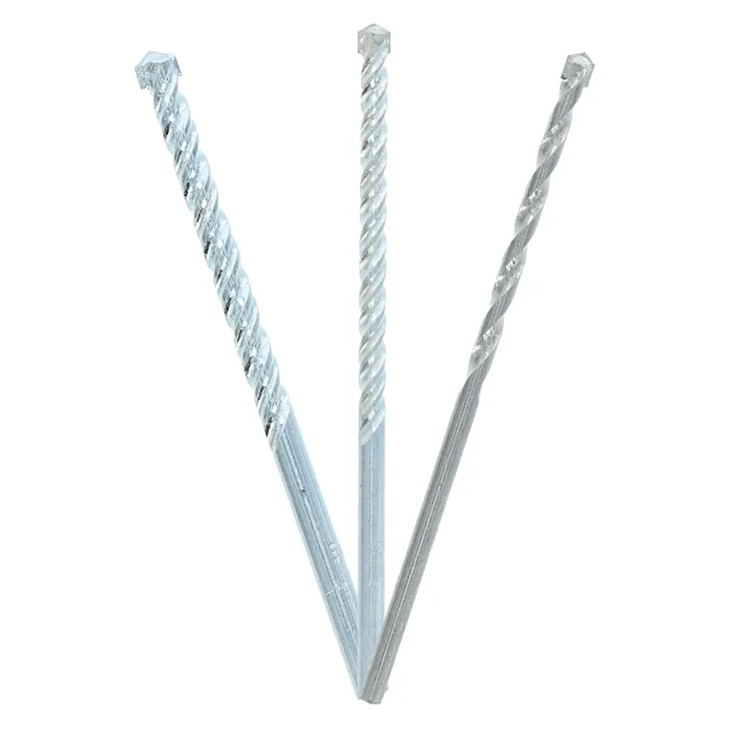 Carbide Tipped Masonry Drill Bit Set Straight Shank 3 Pc