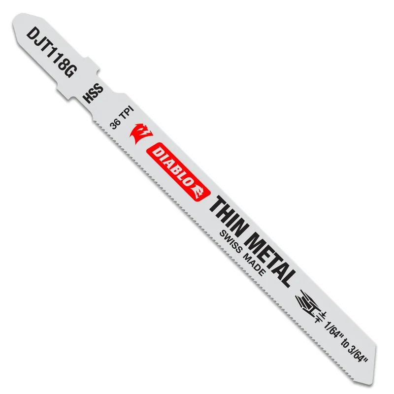 3-5/8 In. High Speed Steel T-shank Thin Metal Jig Saw Blade 36 Tpi 5 Pk