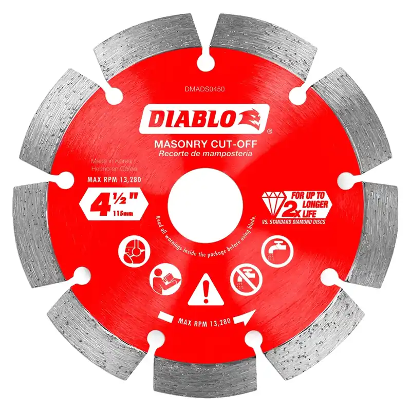 4-1/2 In. D X 7/8 In. X .087 In. Thick Diamond Masonry Cut-off Disc 1 Pk