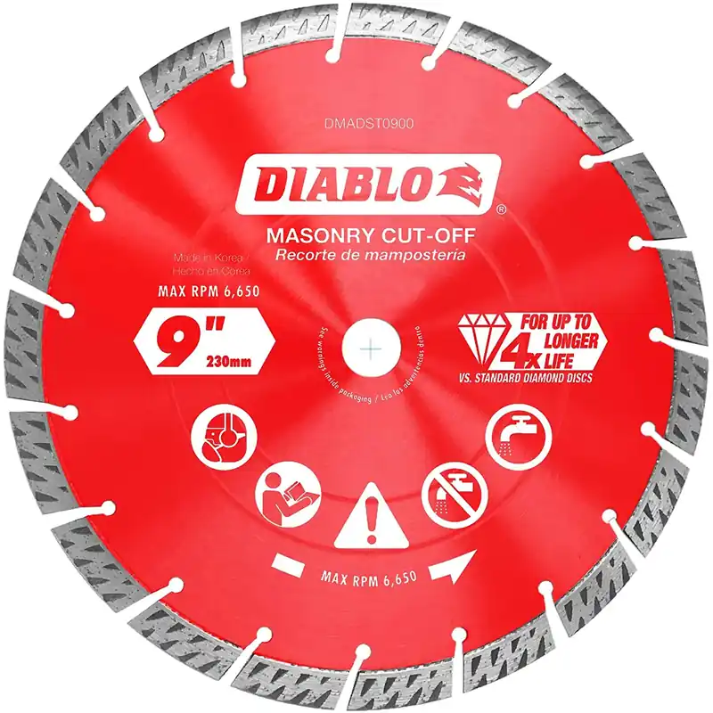 9 In. Segmented Turbo Rim Dry/wet Diamond Blade For Masonry