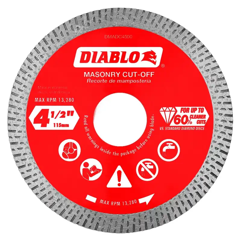 4-1/2 In. D X 7/8 In. X .055 In. Thick Diamond Masonry Cut-off Disc 1 Pk