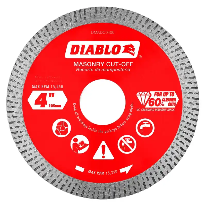 4 In. D X 7/8 In. X .055 In. Thick Diamond Masonry Cut-off Disc 1 Pk