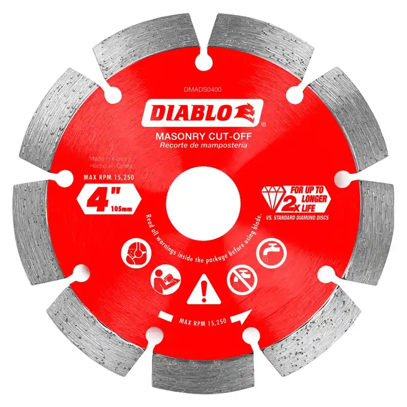 4 In. D X 7/8 In. X .087 In. Thick Diamond Masonry Cut-off Disc 1 Pk