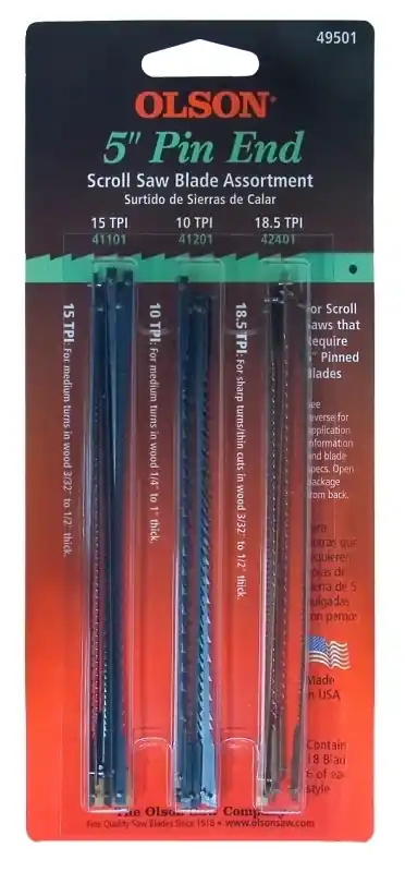 5 In. Carbon Steel Scroll Saw Blade Set 18.5 Tpi 18 Pk