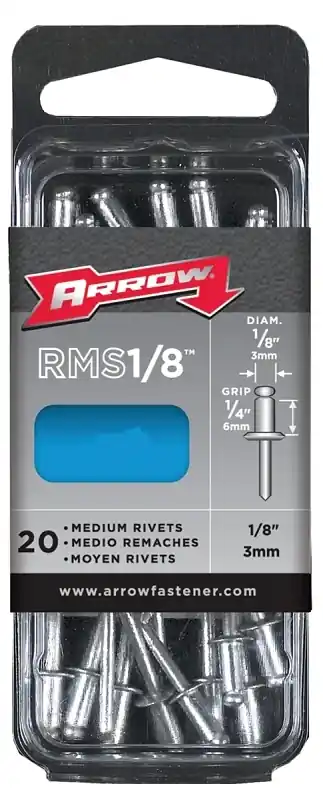 1/8 In. D X 1/4 In. Stainless Steel Rivets Silver 20 Pk